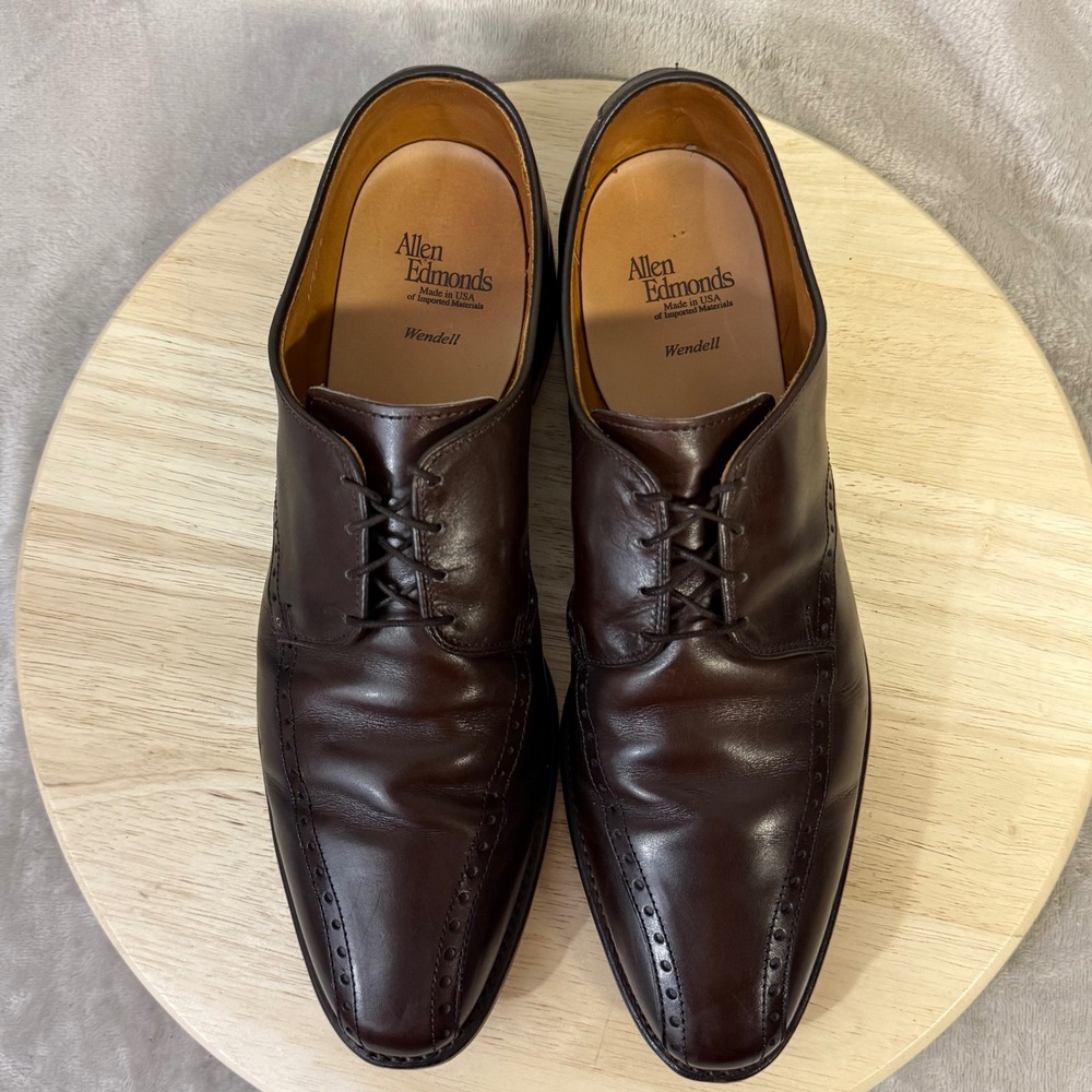 Allen Edmonds Wendell Mens 11.5 B Brown Leather Split Toe Derby Dress Shoes 5768 - Picture 9 of 16
